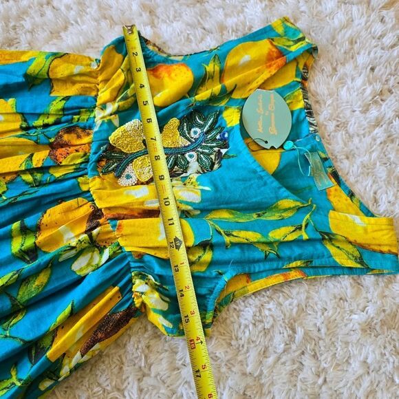 ANTICA SANTORIA Floral Yellow and Blue Sundress One Size Summer Dress - Picture 3 of 9